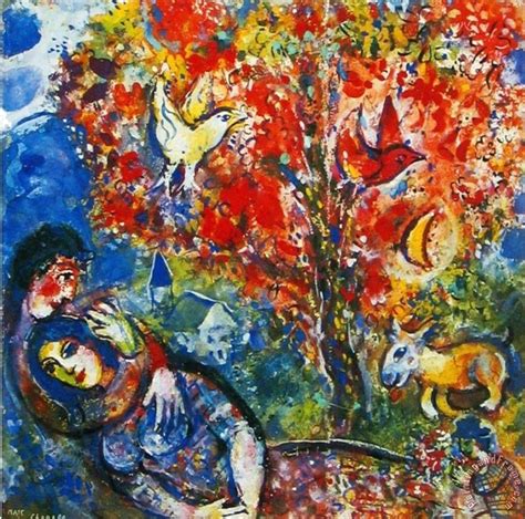 Marc Chagall The Enamoured Painting The Enamoured Print For Sale