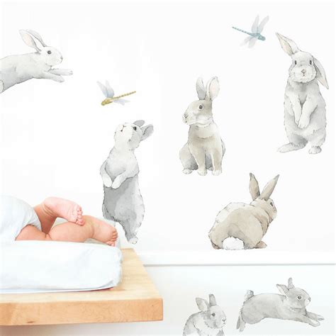 Bunny Kit Wall Decal Set Bunny Nursery Decor Bunny Nursery Bunny Room