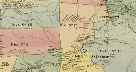 Historic Landowners Map Of Glastonbury Ct From 1869 Ct Restored