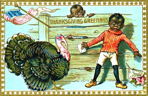 Antiquethanksgiving Greetings Postcard African American Black
