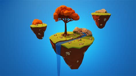 A Simple Low Poly Floating Island Scene I Made Criticism Is Welcome