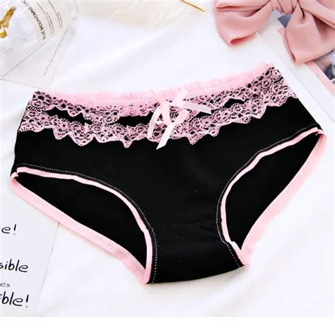 Women Cotton Panties Sweet Lovely Lace Briefs Underwear Girl Bowknot Underpant Lingerie Female