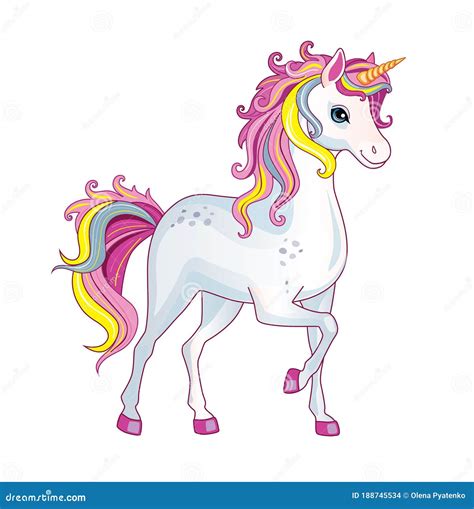 Cartoon Unicorn With A Rainbow Isolated On A Vector Image 9ca