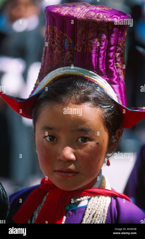 Girl Wearing Traditional Costume Ladakh Festival Leh Ladakh Jammu And