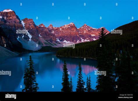 Dawn Above Moraine Lake In The Valley Of The Ten Peaks In The Banff