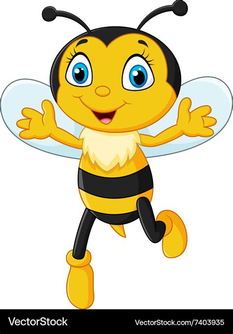 Smiley Bee Flying Isolated On White Background Vector Image