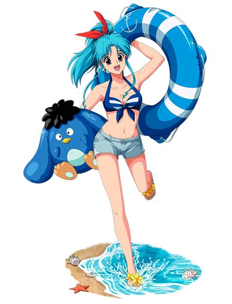 Botan Yu Yu Hakusho Yuu Yuu Hakusho Highres Official Art 1girl Armpits Beach Belly