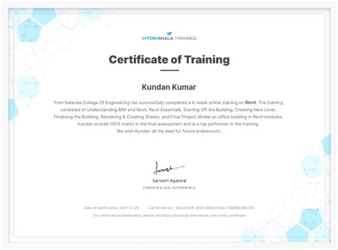 Revit Training Certificate Of Completion 1 Pdf