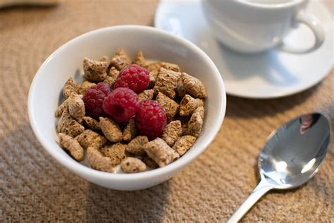 Hd Wallpaper Bowl Of Cereals With Raspberries Breakfast Ceramic
