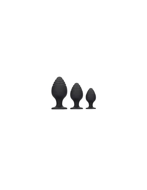 ouch rippled butt plug set black