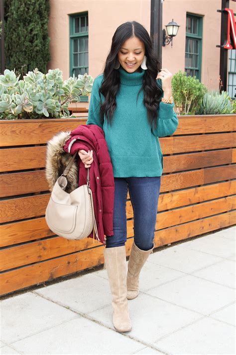 Green Sweater Skinnies Taupe Boots Puffer Green Sweater Outfit Sweater Outfits Fall