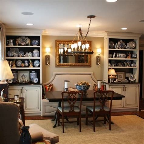 The bookcase can also be mounted in several ways to fit different areas or to create various styles. Banquet flanked by built ins | Traditional dining room ...