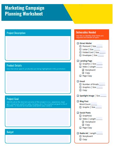 Free 25+ campaign worksheet samples in pdf