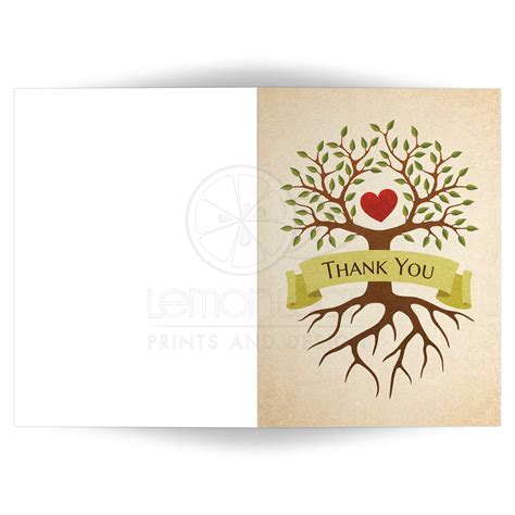 Folded Thank You Card With Beautiful Heart Tree