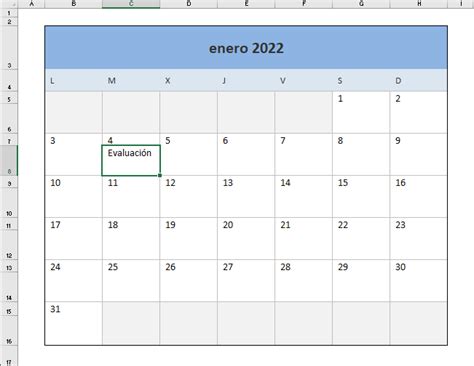 Calendário 2022 Excel