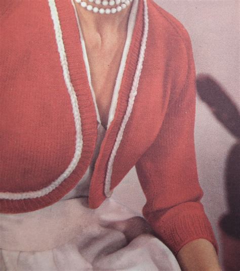 Vintage 1950s Knitting Pattern Womens Bolero Top Cardigan Jacket 50s