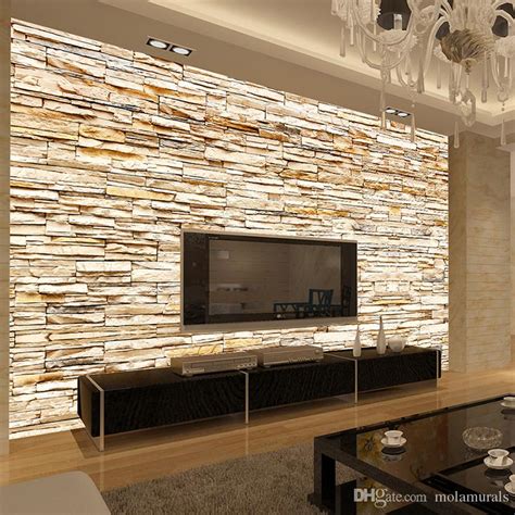 Los hay de distintos tipos: Non Woven Fashion 3d Stone Bricks Wallpaper Mural For ...