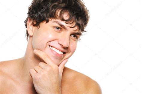 Happy Man With Clean Shaven Face Stock Photo Valuavitaly