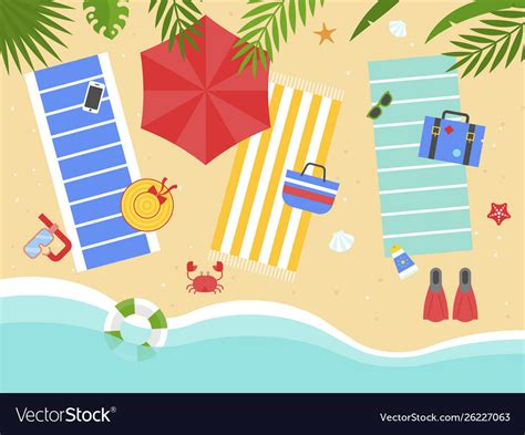 Summer Holiday Beach With Beach Equipment Vector Image