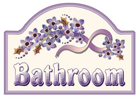 Artbyjean Purple Wood Roses Bathroom Sign Clip Art Prints For Your