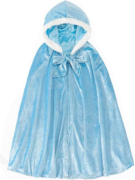 Girls Princess Elsa Belle Aurora Sofia Long Velvet Cloak Full Length Hooded Cape Costumes Dress