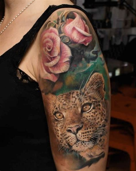Breathtaking Accurate Painted Natural Colored Leopard Tattoo On