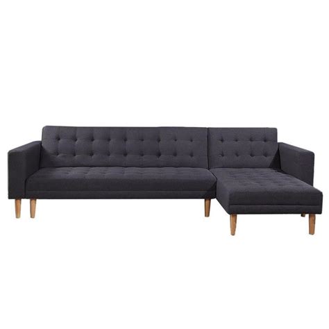 Sarantino Linen Fabric Corner Sofa Bed Couch Lounge W Chaise Dark