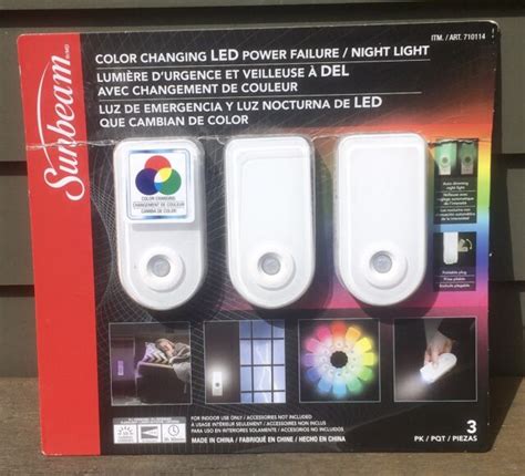 Sunbeam 3 In 1 Power Failure Night Light 3pk Color Changing Led For