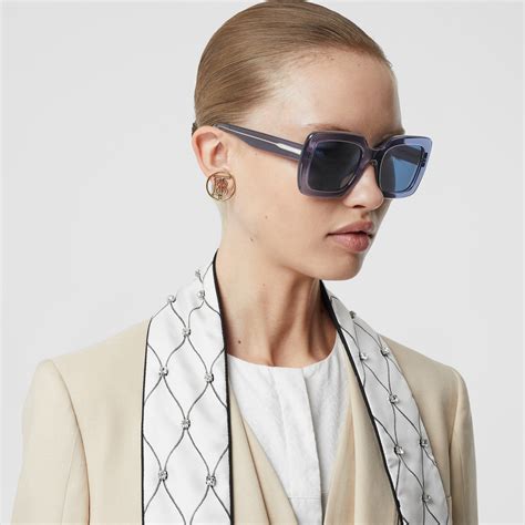 Oversized Square Frame Sunglasses In Blue Women Burberry United States