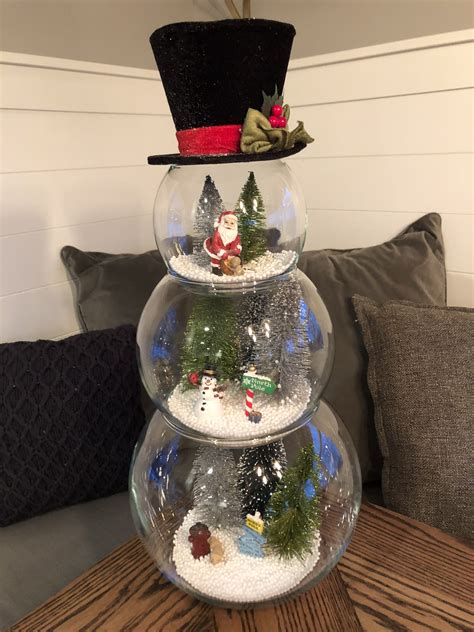 Fishbowl Snowman Christmas Miniature Scene Diorama Holiday Crafts