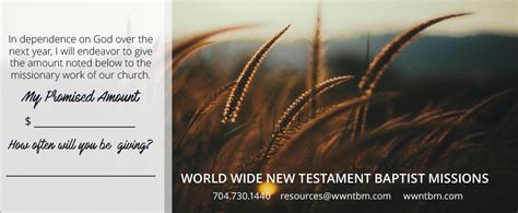 Faith Promise — World Wide New Testament Baptist Missionsworld Wide New