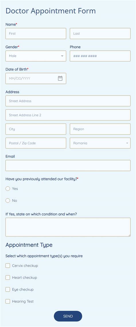 Free Doctor Appointment Form Template 123formbuilder