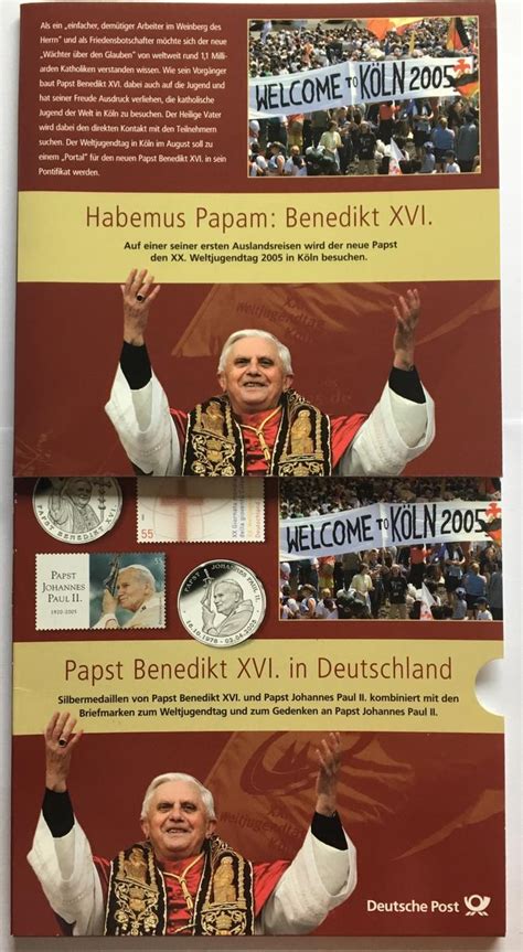 April 1927 in marktl, bayern; 2005 Deutschland - Medaillen DEUTSCHE POST Set PAPST ...