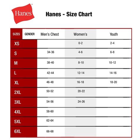 Hanes Underwear Size Chart Gallery Of Chart Hot Sex Picture