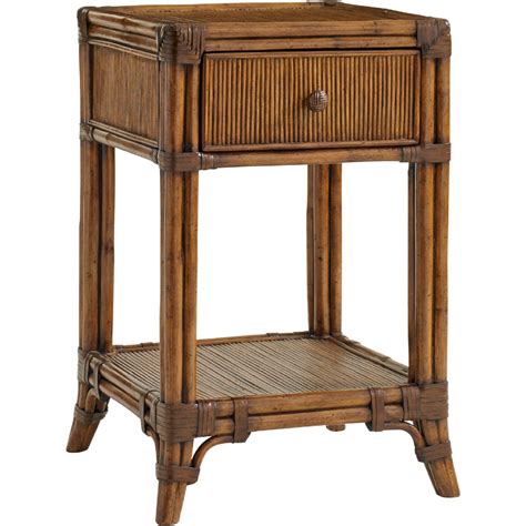 Made from solid teak wood and natural rattan, each bedside measures 55cm wide x 60cm high x 40cm deep. Tommy Bahama Home 593-622 Del Sol Bedside Table w/ Leather ...