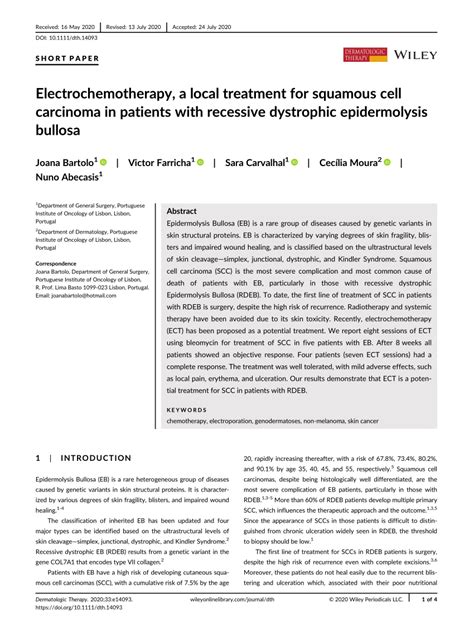 Electrochemotherapy A Local Treatment For Squamous Cell Carcinoma In