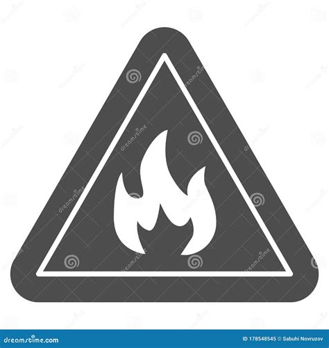 Triangle With Fire Symbol Solid Icon Flammable Caution Sign Glyph