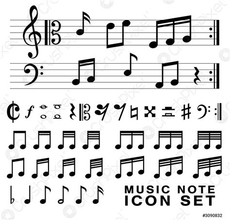 Musique Standard Notes Symbole Ensemble Vector Eps10 Vecteur Stock
