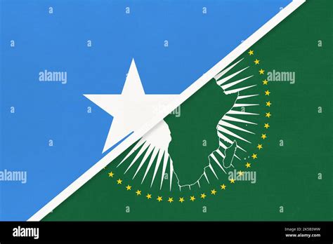 African Union And Somalia National Flag From Textile Africa Continent