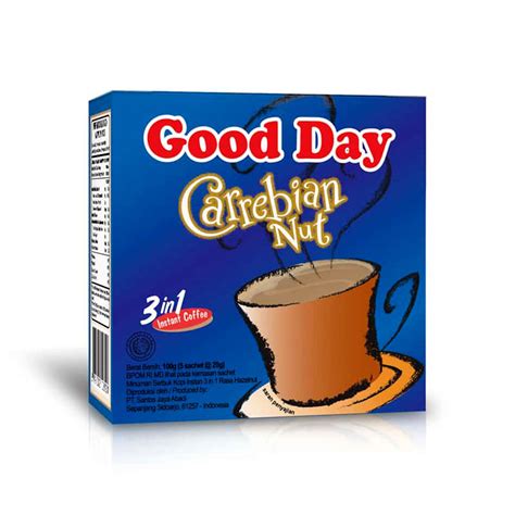 Kopi Good Day 3 In 1 Instant Coffee Carrebian Nut Kemasan Box Isi 5