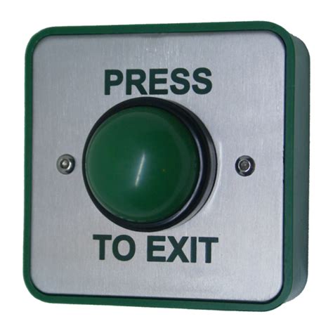Standard Green Dome Button With Collar - Press To Exit- Standard type switch with stainless ...