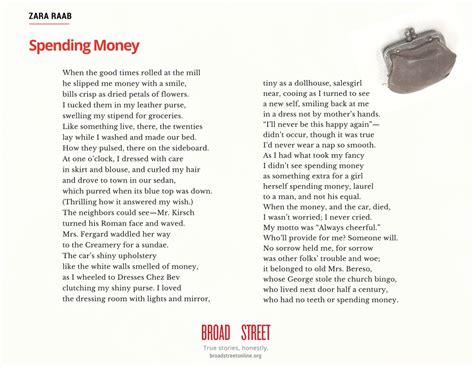 Share This Poem Spending Money By Zara Raab Broad Street