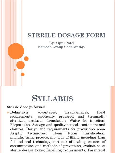 Sterile Dosage Form Pdf Freeze Drying Chemistry