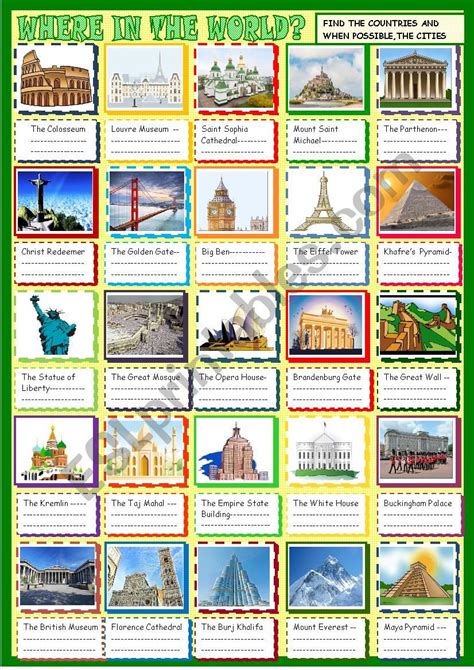 Famous Landmarks Quiz Monuments Around The World All Esl Landmarks Of