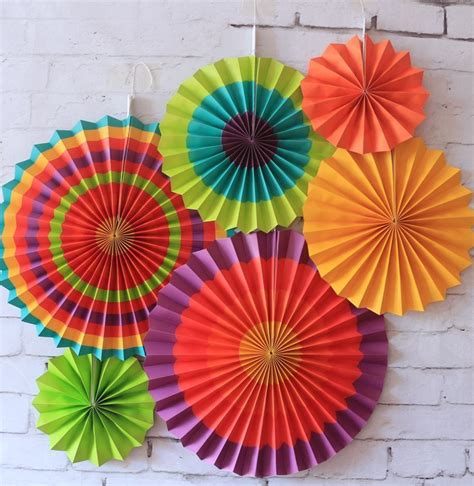 6pcsset Colorful Tissue Paper Fan Craft Party Event Decoration