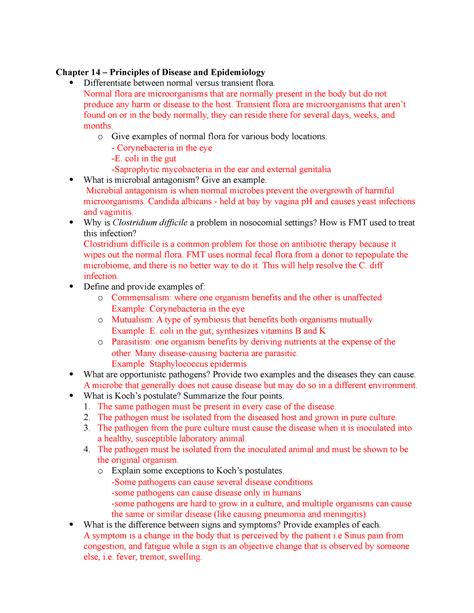 Bio 226 Ch 14 Review Questions Chapter 14 Principles Of Disease And