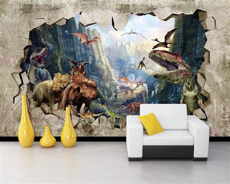 Beibehang Papel De Parede Cartoon 3d Wallpaper Ancient Dinosaur Kingdom