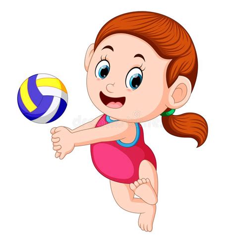 The Girl Plays The Volley Ball With The Good Posing Stock Vector