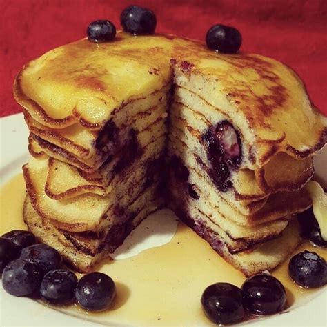 Homemade Blueberry Buttermilk Pancakes With Maple Syrup Food