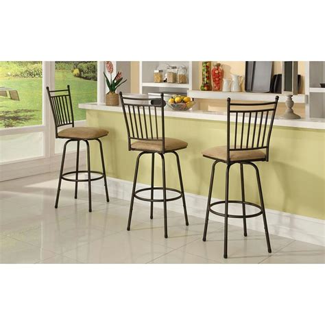 Linon Home Decor Adjustable Swivel Metal Bar Stools In Brown Set Of 3